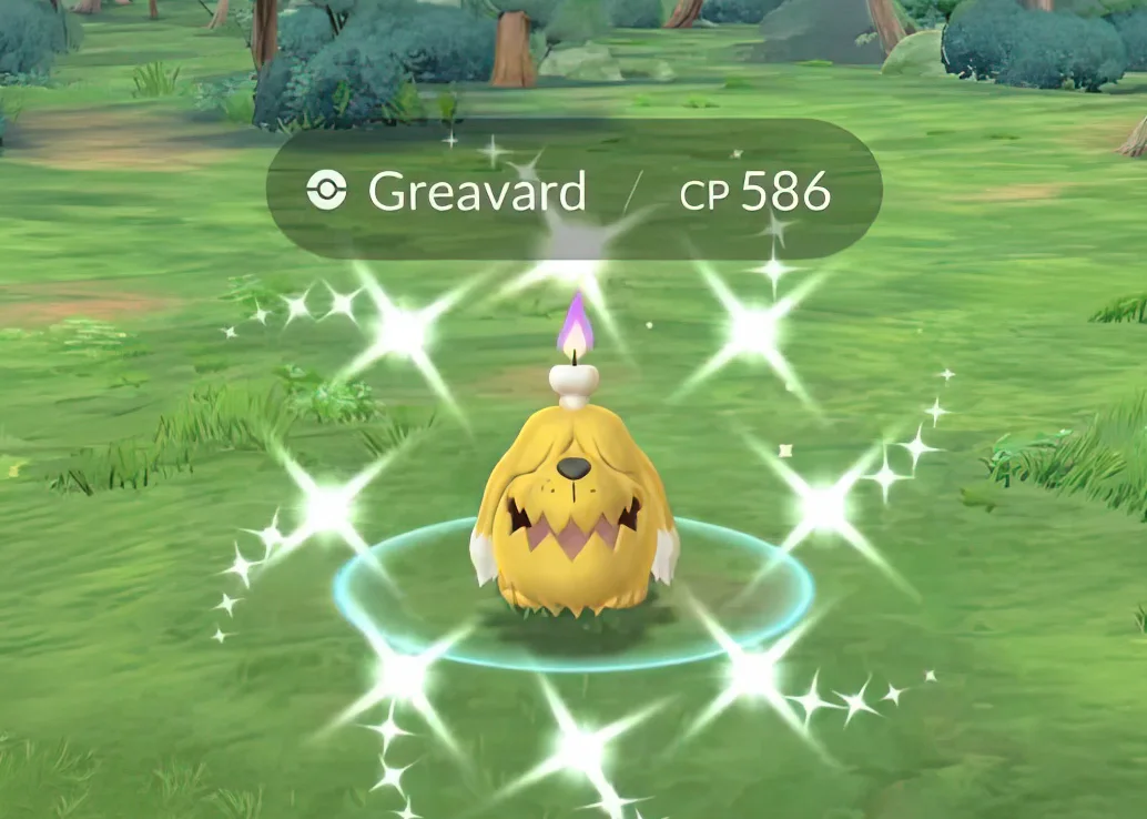 The shiny Pokémon Greavard in its rare yellow form